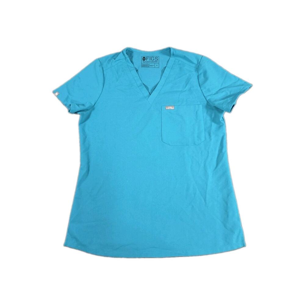 FIGS Women’s Catarina Size S One Pocket Scrub Top Caribbean Blue Hospital C1-245